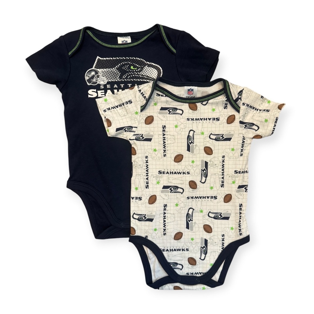 NFL Team Apparel Seattle Seahawks Baby Bodysuit Set 2 Pack 6-12 Months